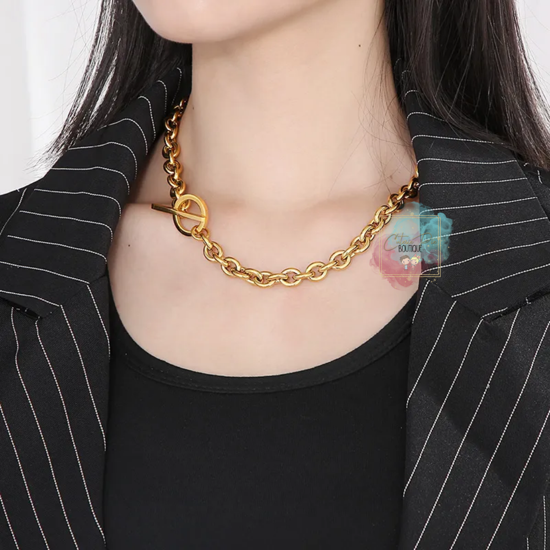 STAINLESS JEWELRY - Toggle Round Link Necklace, Bracelet or SET - Titanium Steel Plated