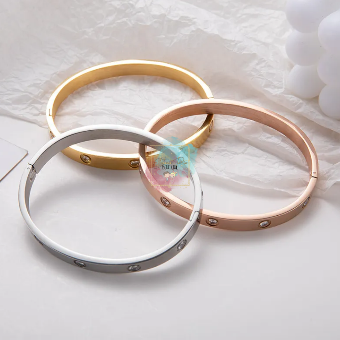 STAINLESS JEWELRY - 10 Stone Bling Bangle / Bracelet