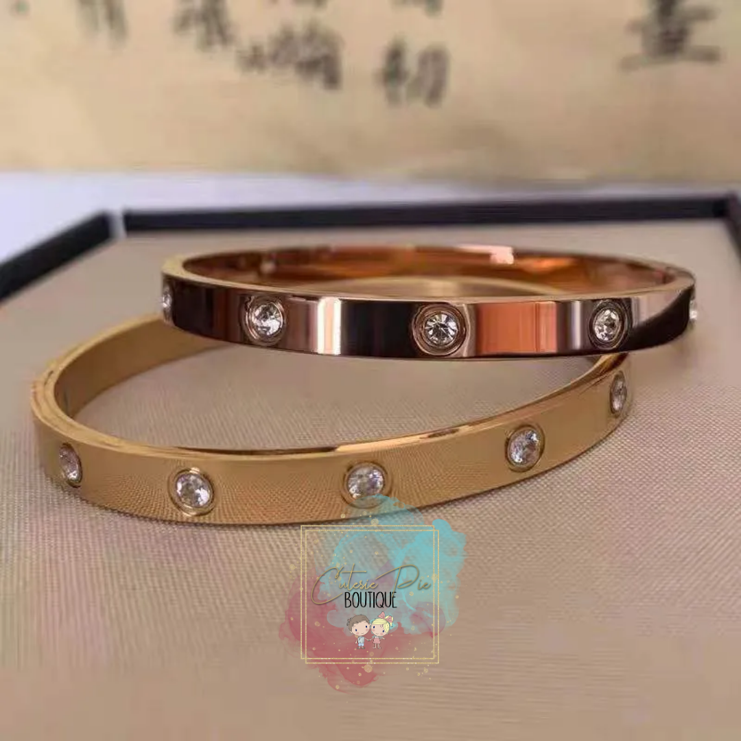 STAINLESS JEWELRY - 10 Stone Bling Bangle / Bracelet