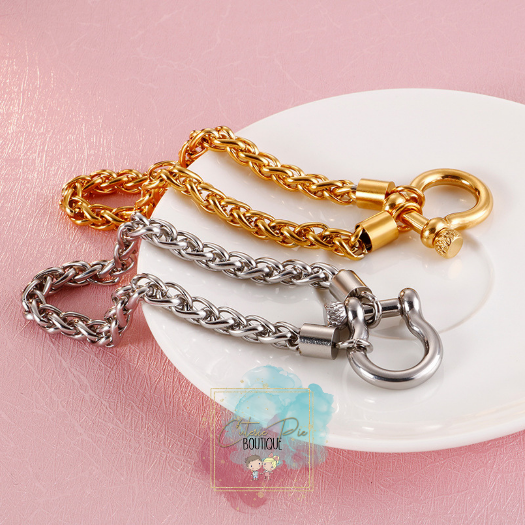 Wheat Chain Locking Bracelet | 18K Gold PVD or Steel | 304 Stainless Steel