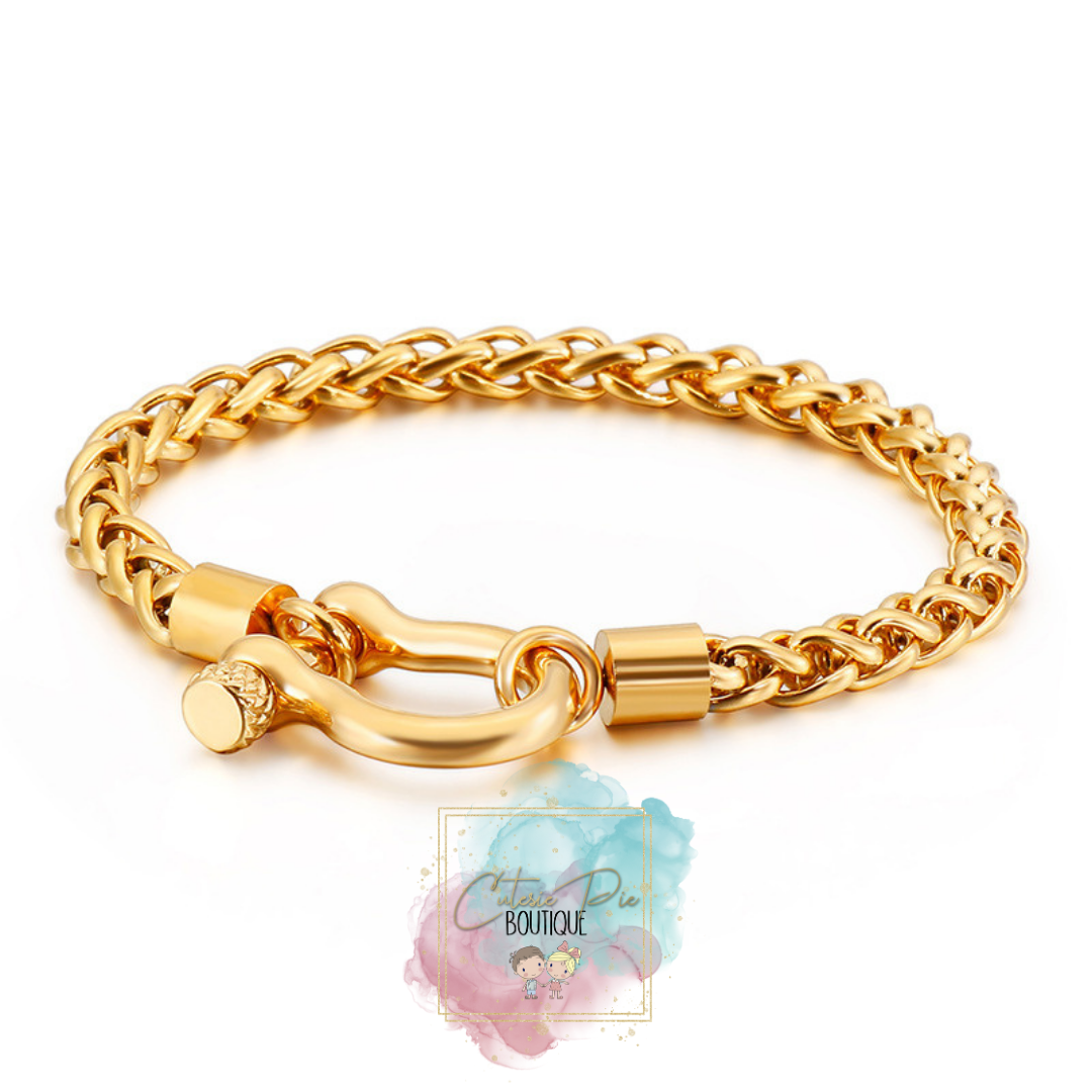 Wheat Chain Locking Bracelet | 18K Gold PVD or Steel | 304 Stainless Steel
