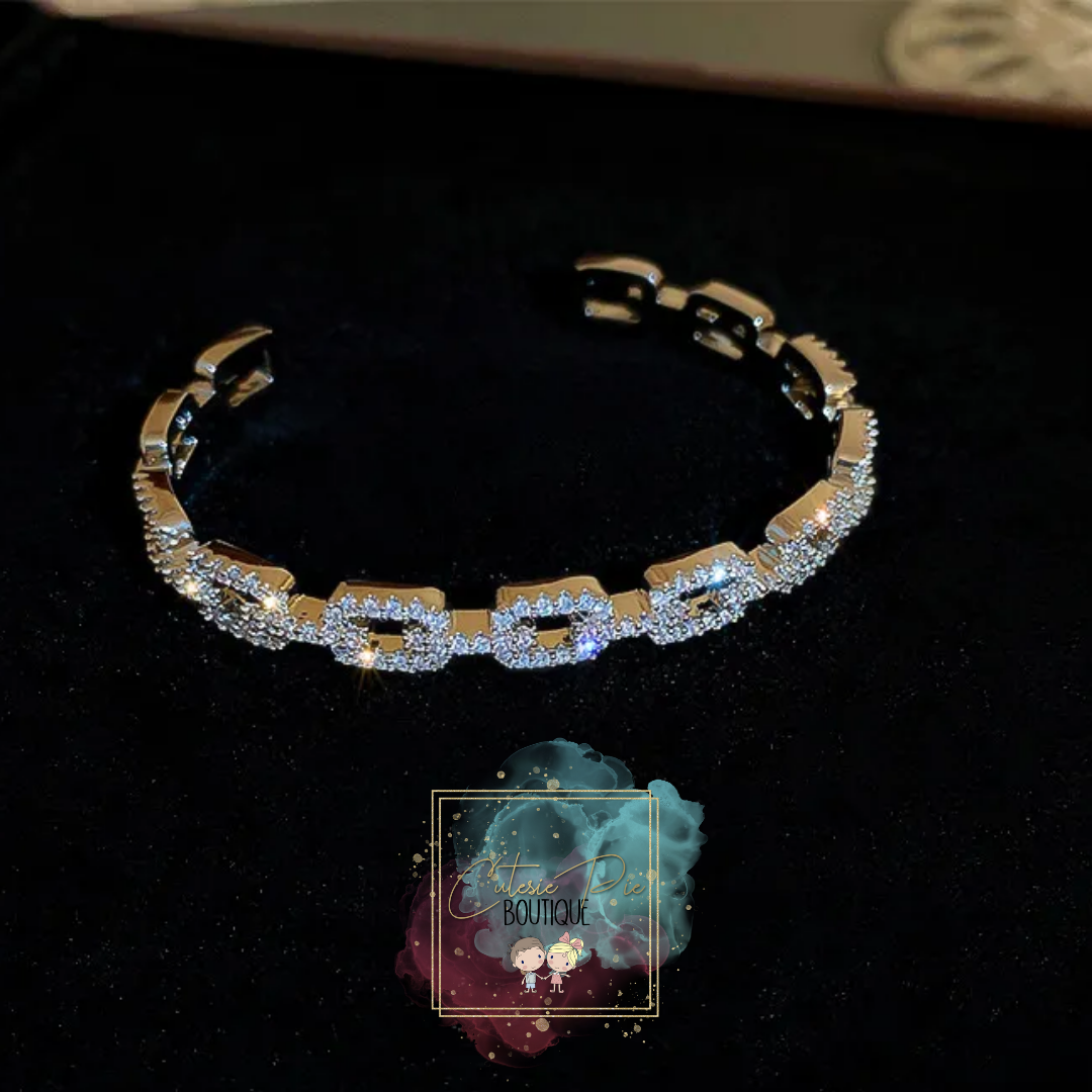 STAINLESS JEWELRY - Bling Link Cuff / Bracelet - Titanium Steel Plated w/ Zircon