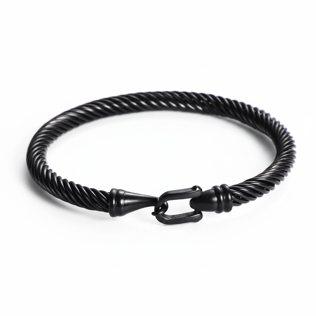 Buckle Cable Twist Bracelet | Black PVD, 18K Rose Gold or Steel | 304 Stainless Steel