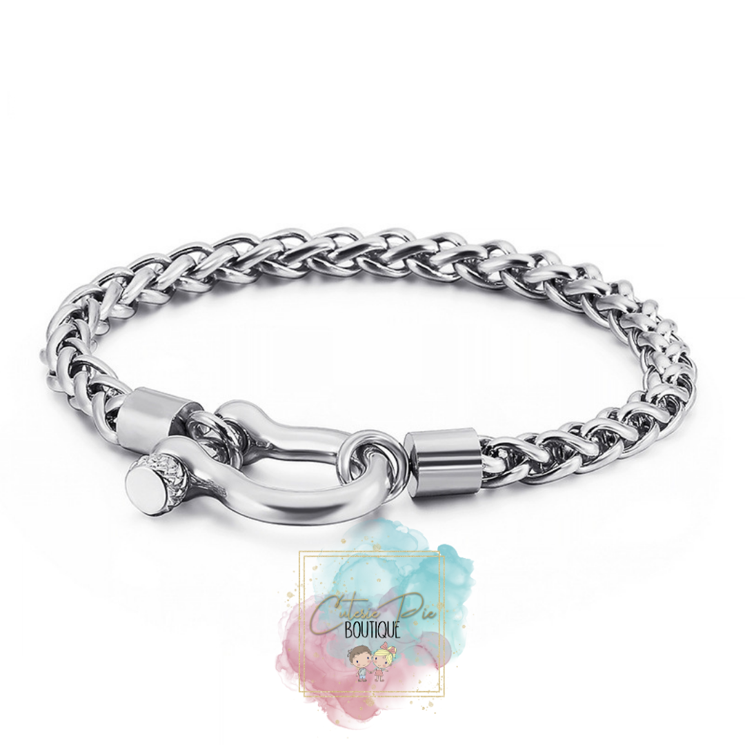 STAINLESS JEWELRY - WHEAT CHAIN LOCKING BRACELET
