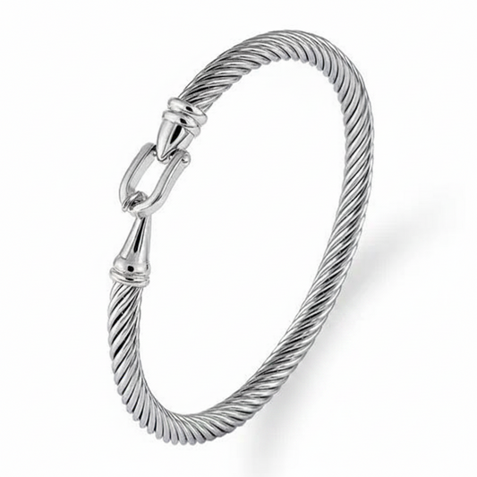 Buckle Cable Twist Bracelet | Black PVD, 18K Rose Gold or Steel | 304 Stainless Steel