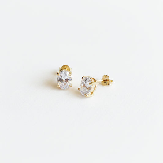 GOLD FILLED - EARRINGS - CUTESIE CZ OVAL STUD 5x7MM