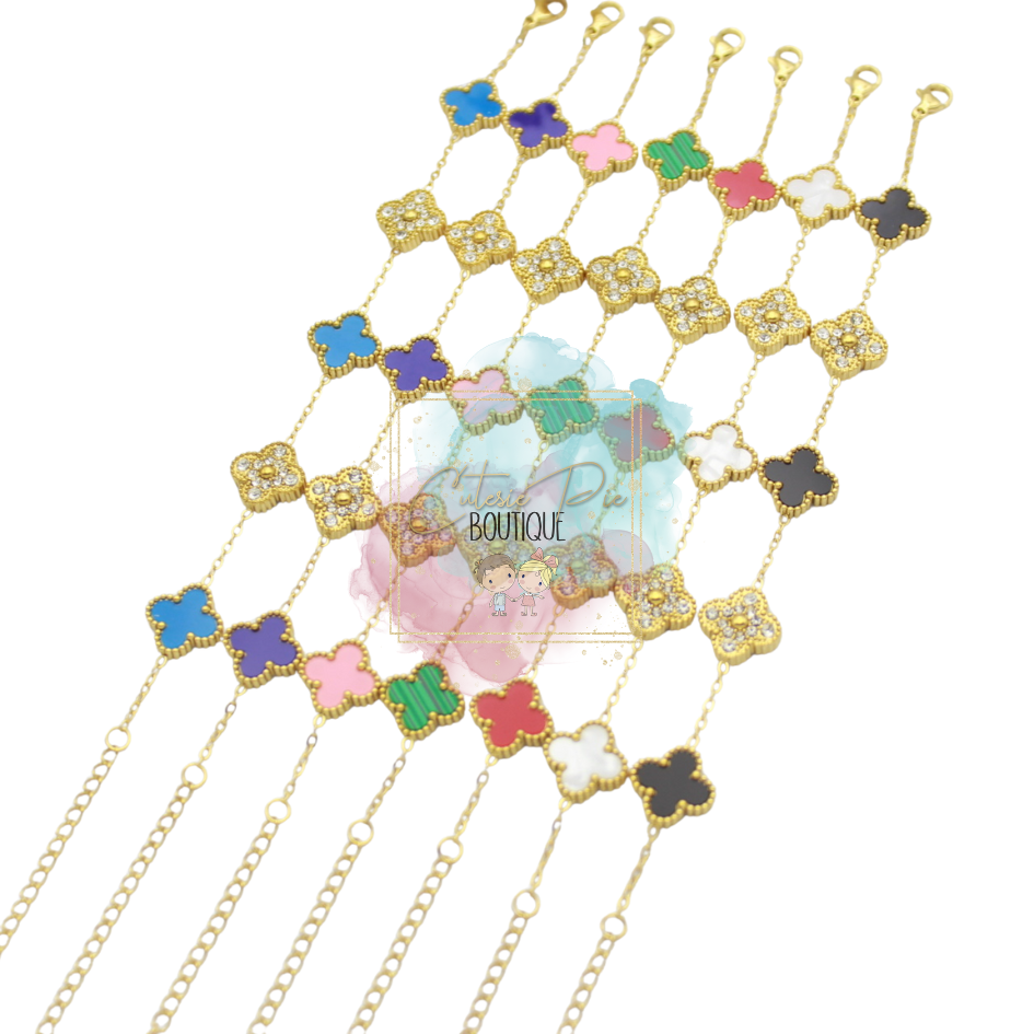 STAINLESS JEWELRY - Clover Bracelet with BLING - Alternating Pave