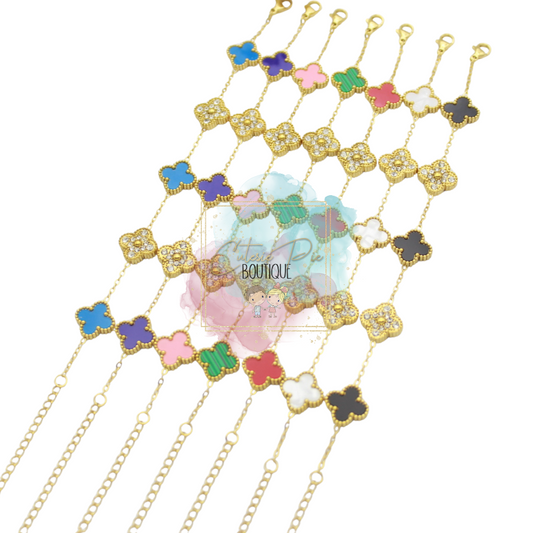 STAINLESS JEWELRY - Clover Bracelet with BLING - Alternating Pave