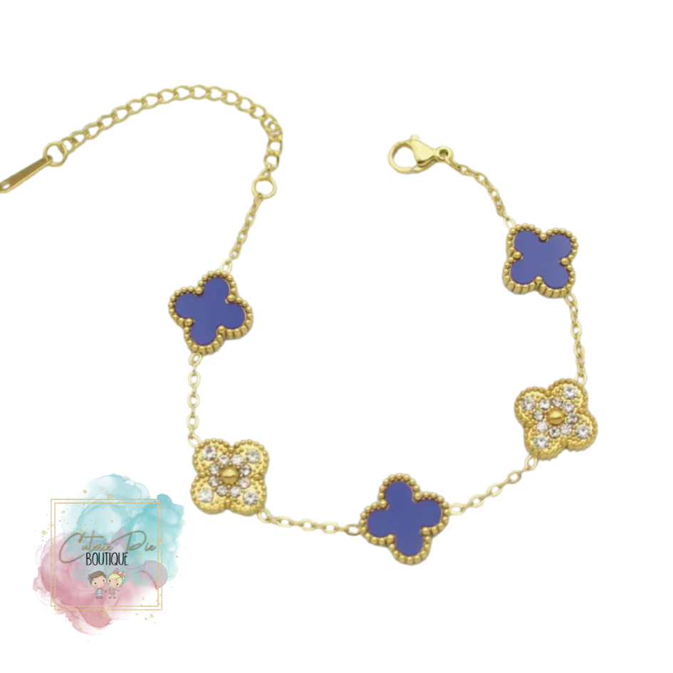 STAINLESS JEWELRY - Clover Bracelet with BLING - Alternating Pave