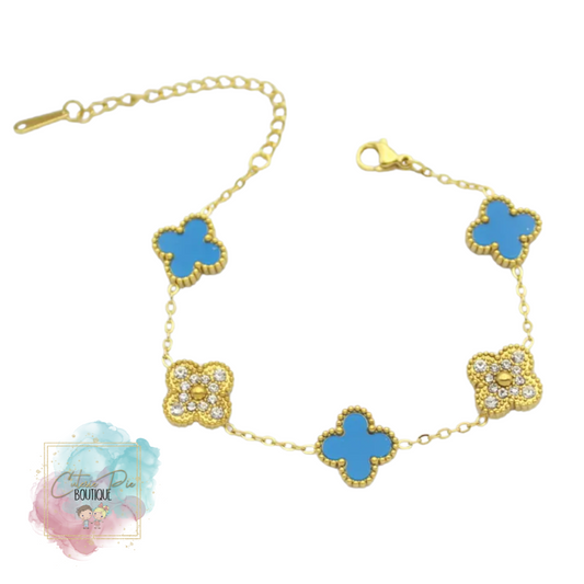 STAINLESS JEWELRY - Clover Bracelet with BLING - Alternating Pave