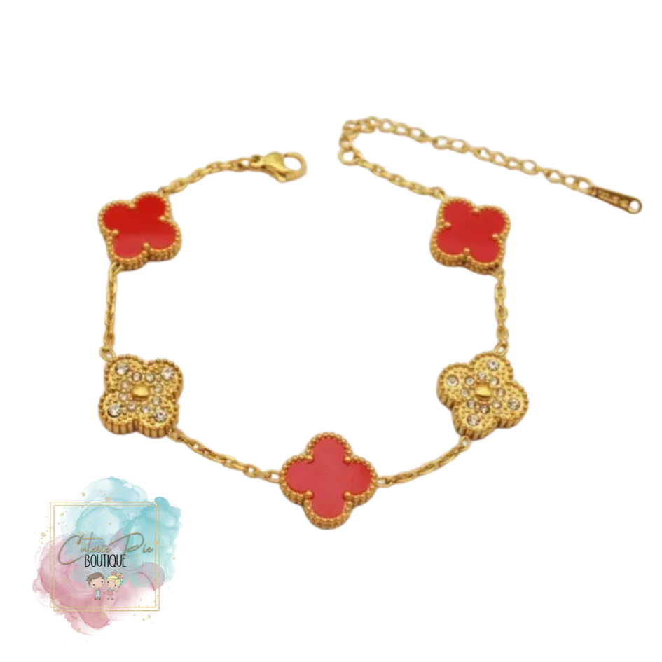 STAINLESS JEWELRY - Clover Bracelet with BLING - Alternating Pave