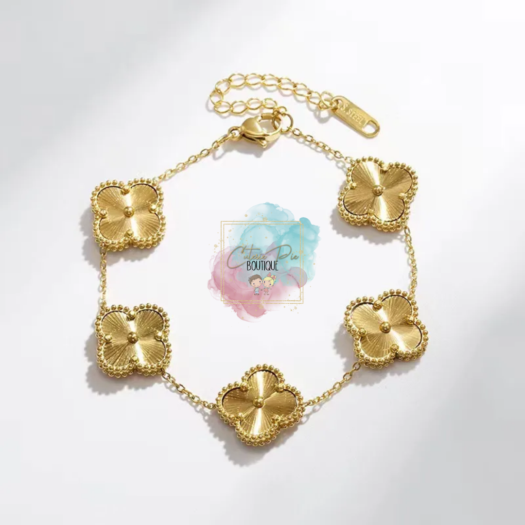 STAINLESS JEWELRY - Clover GOLD - Earring / Bracelet / Necklace / SET