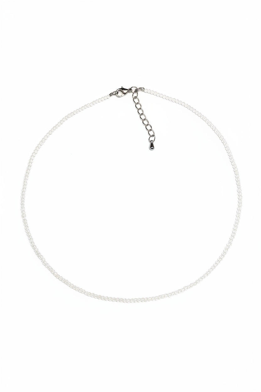 Natural Moonstone Necklace | 2mm Faceted Crystal Beads | Stainless Steel