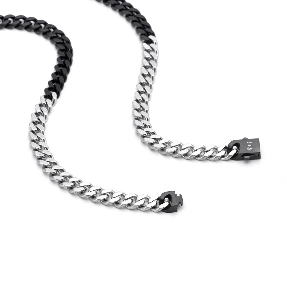 Two-Tone Cuban Link Necklace | 8MM | Black & Steel | Premium 316L Stainless Steel