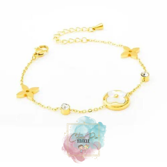 STAINLESS JEWELRY - Flower Blossom Bracelet in GOLD - Titanium Steel Plated