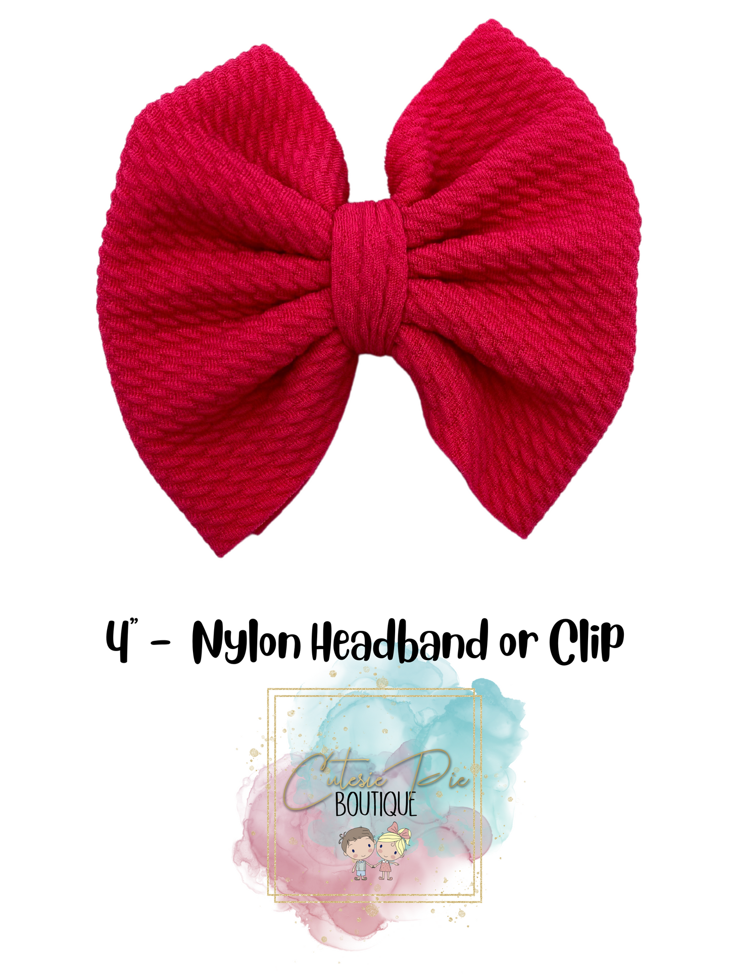 4" Cutesie Fabric Hair Bow - SOLID COLORS