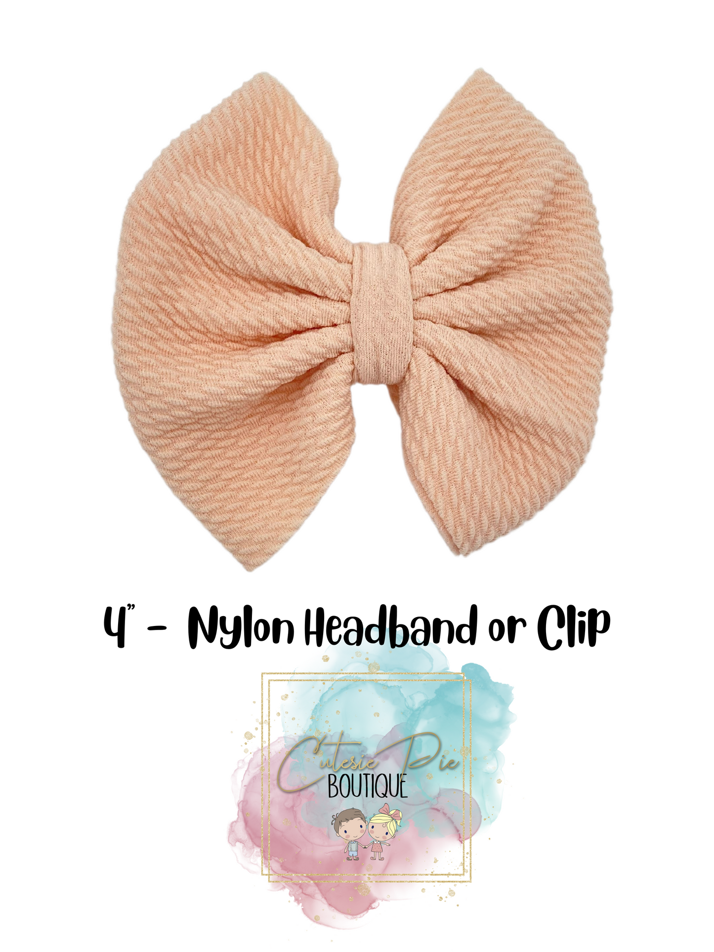 4" Cutesie Fabric Hair Bow - SOLID COLORS