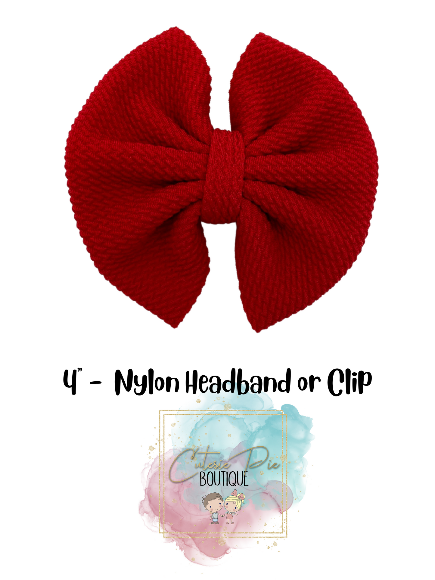 4" Cutesie Fabric Hair Bow - SOLID COLORS