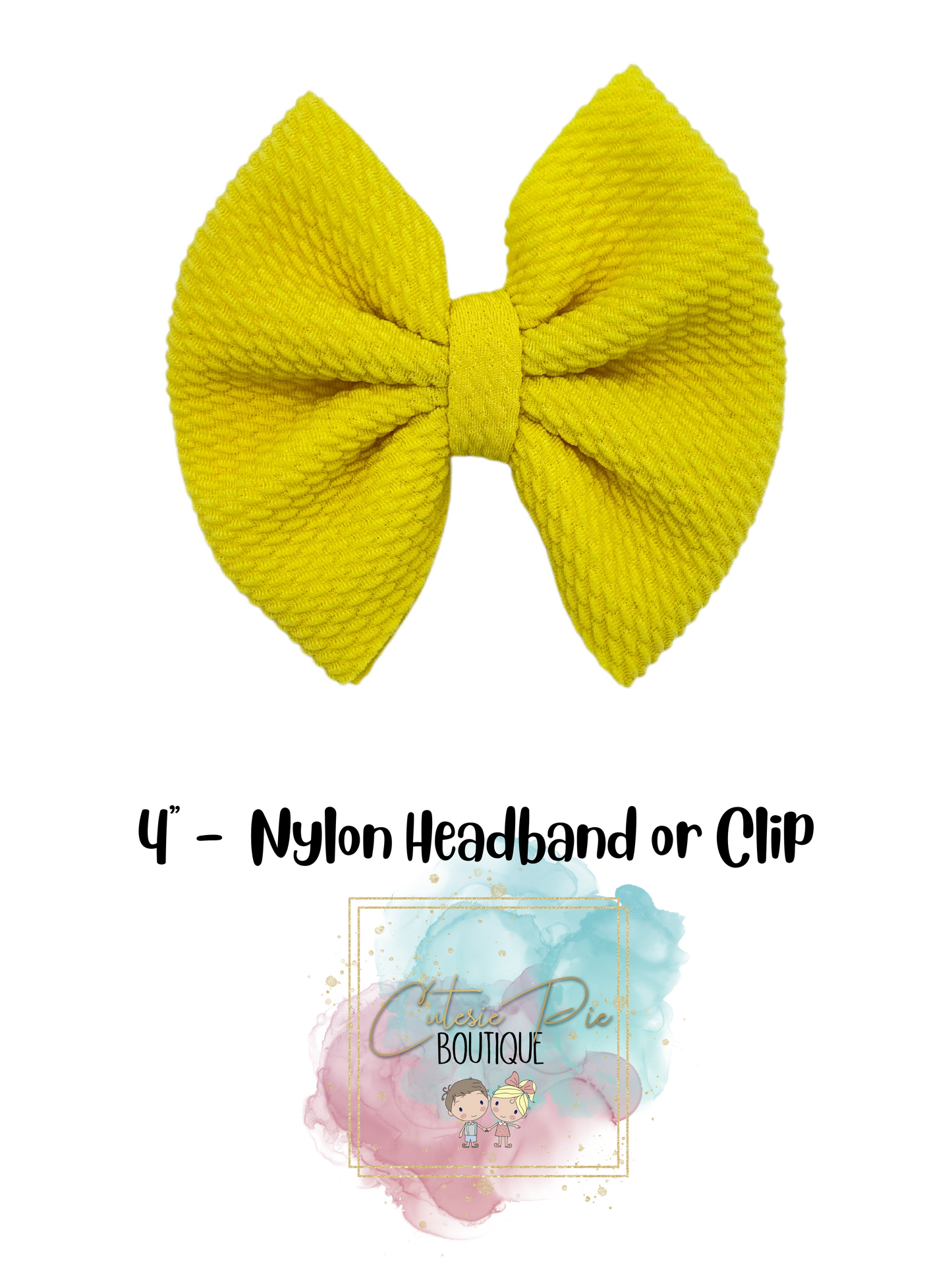 4" Cutesie Fabric Hair Bow - SOLID COLORS