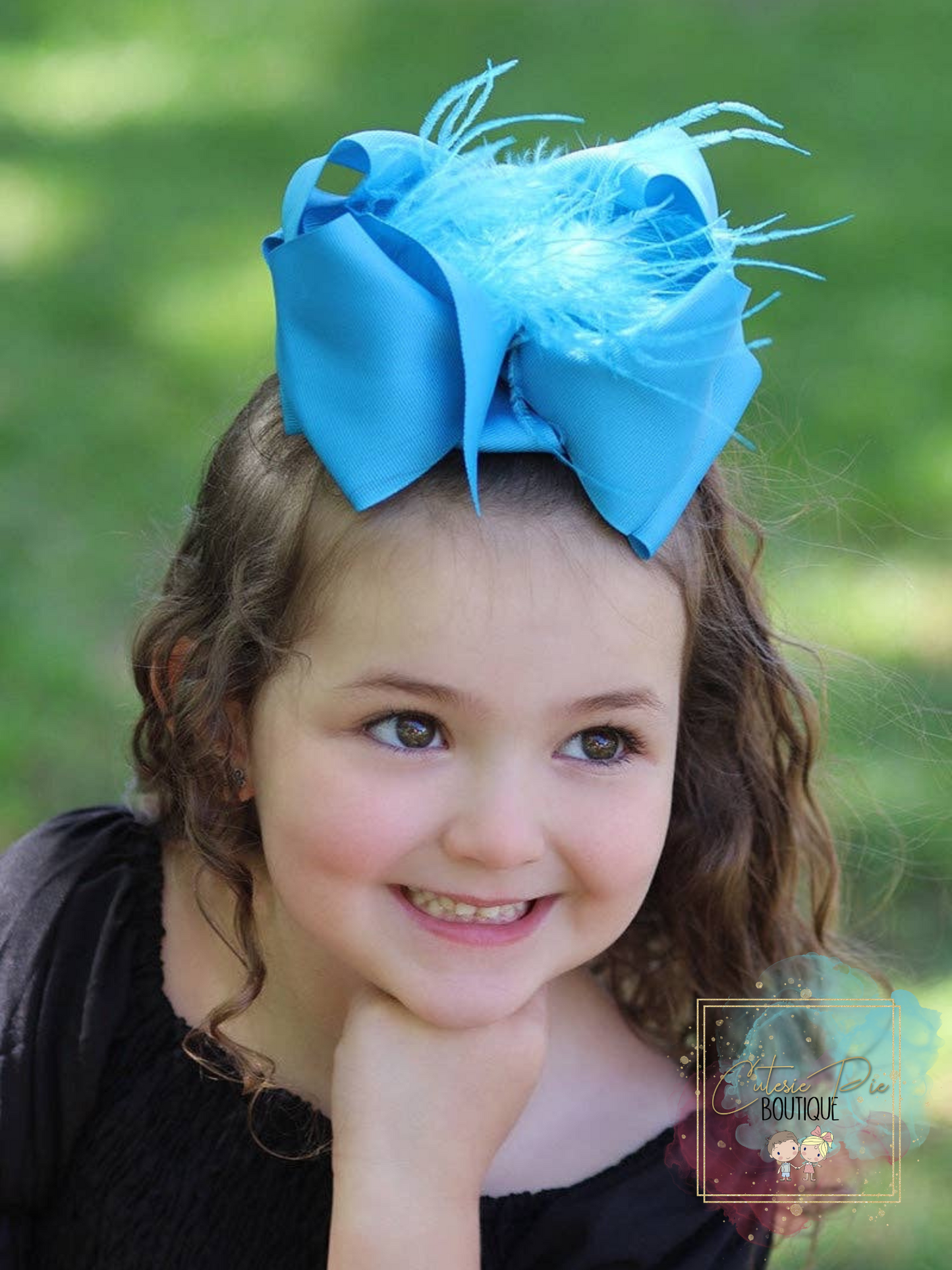 7.5" XL Dbl layer Feather Hair bow