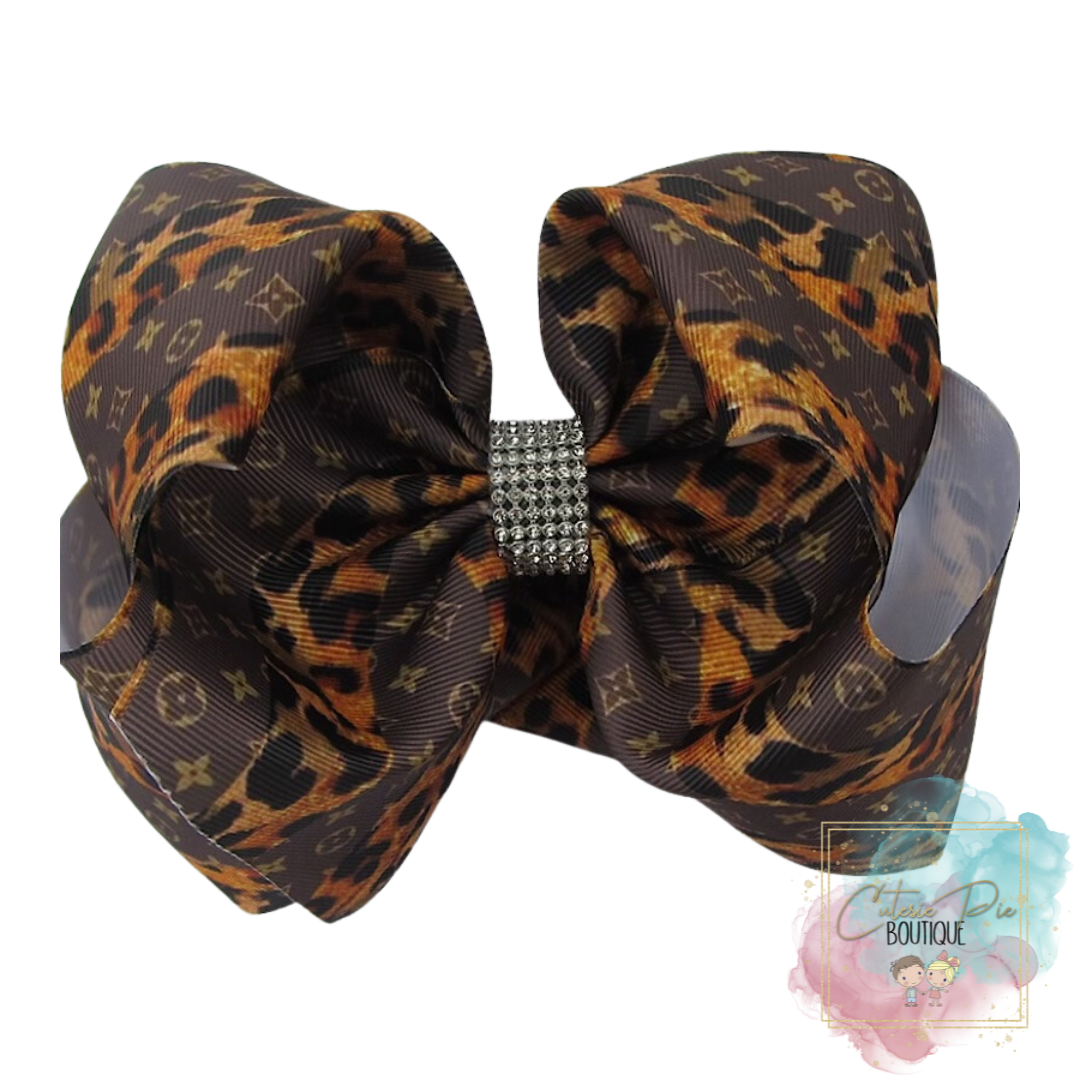 7.5" XL Dbl Layer Hair Bow w/ Rhinestone