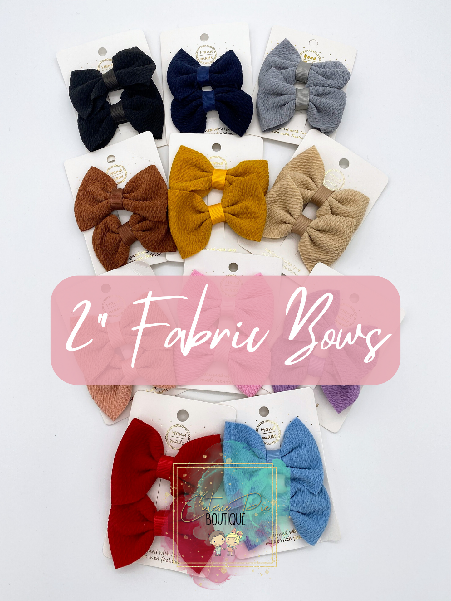 2" Fabric Hair Bows - Piggy Bows - 2 Pack