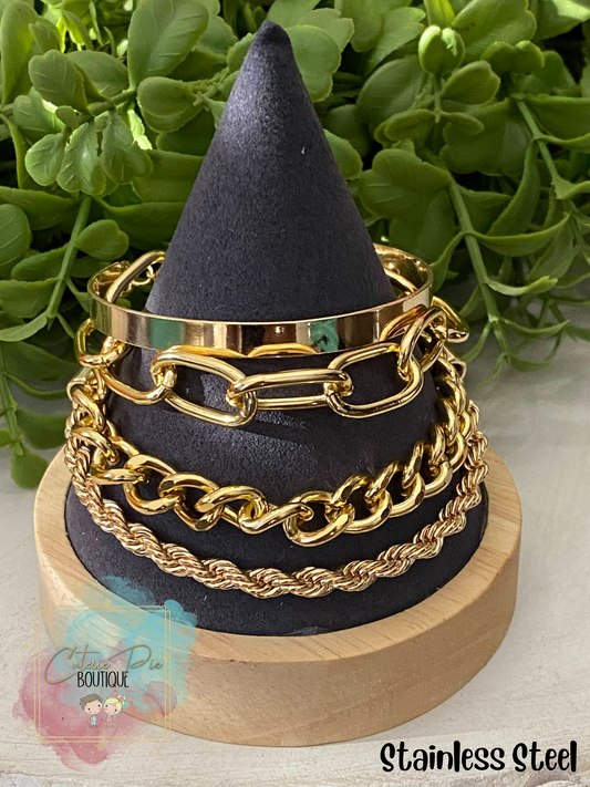 STAINLESS JEWELRY - Bracelet Stack 4PC SET