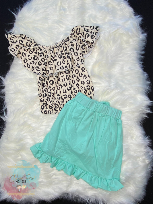 Wild Safari | Leopard Ruffle Top & Skort Set