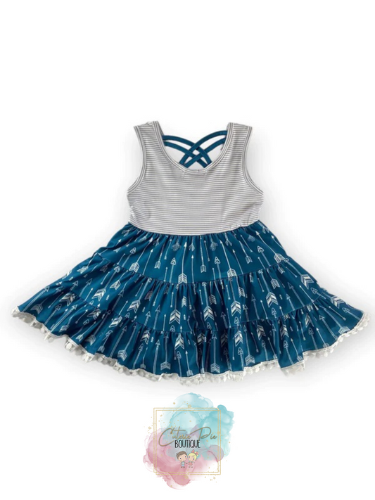 Girls Arrow Dress w/ Matching Hair Bow 2PC SET