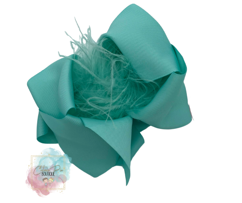 7.5" XL Dbl layer Feather Hair bow