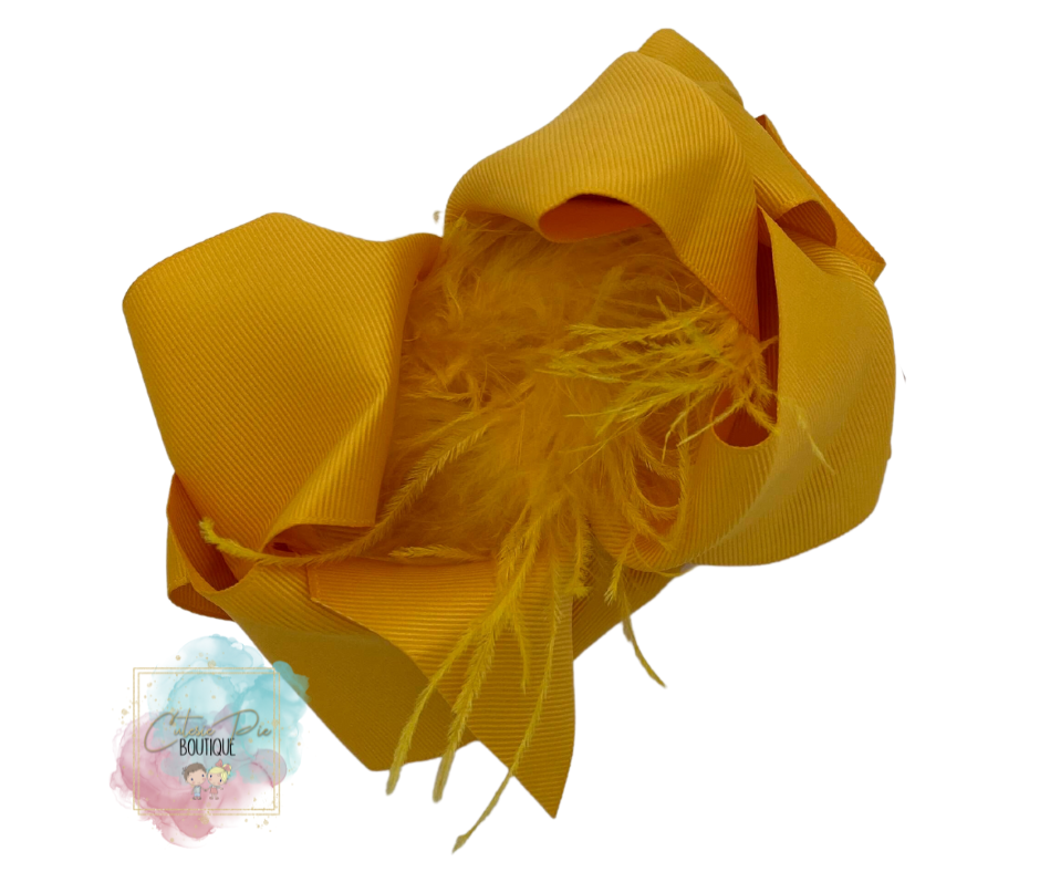 7.5" XL Dbl layer Feather Hair bow