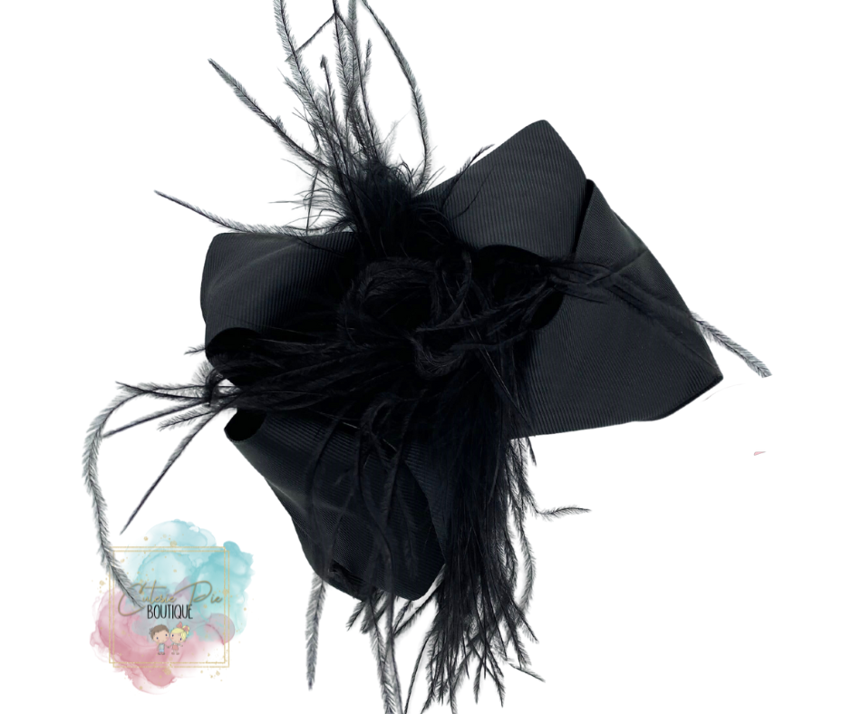 7.5" XL Dbl layer Feather Hair bow
