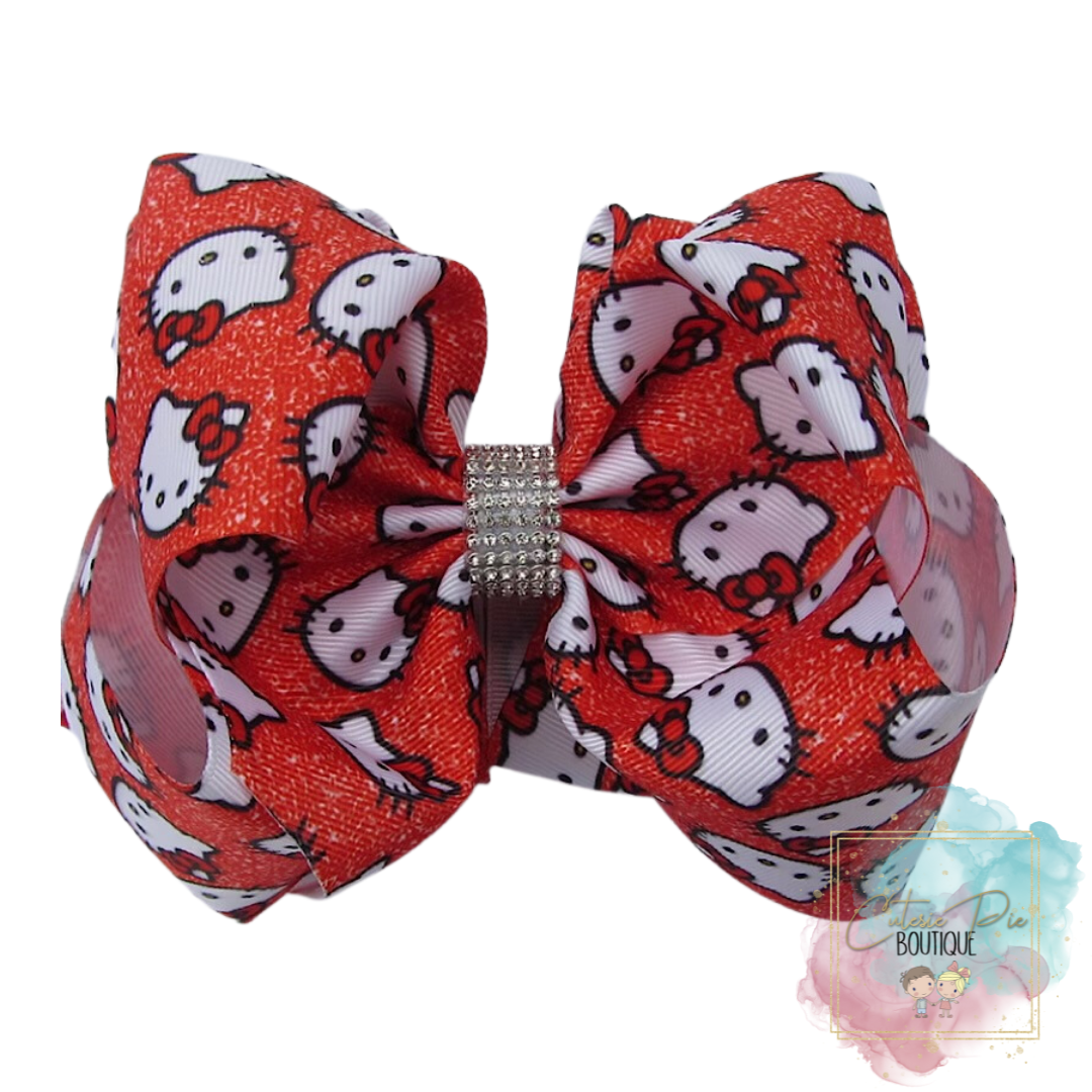 7.5" XL Dbl Layer Hair Bow w/ Rhinestone