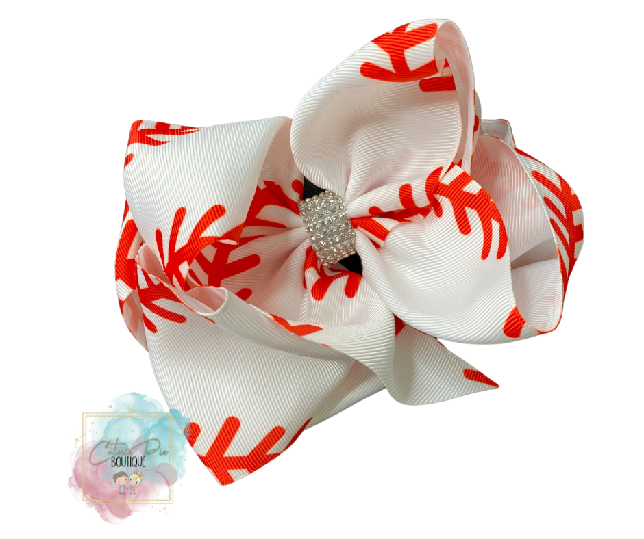 7.5" XL Dbl Layer Hair Bow w/ Rhinestone