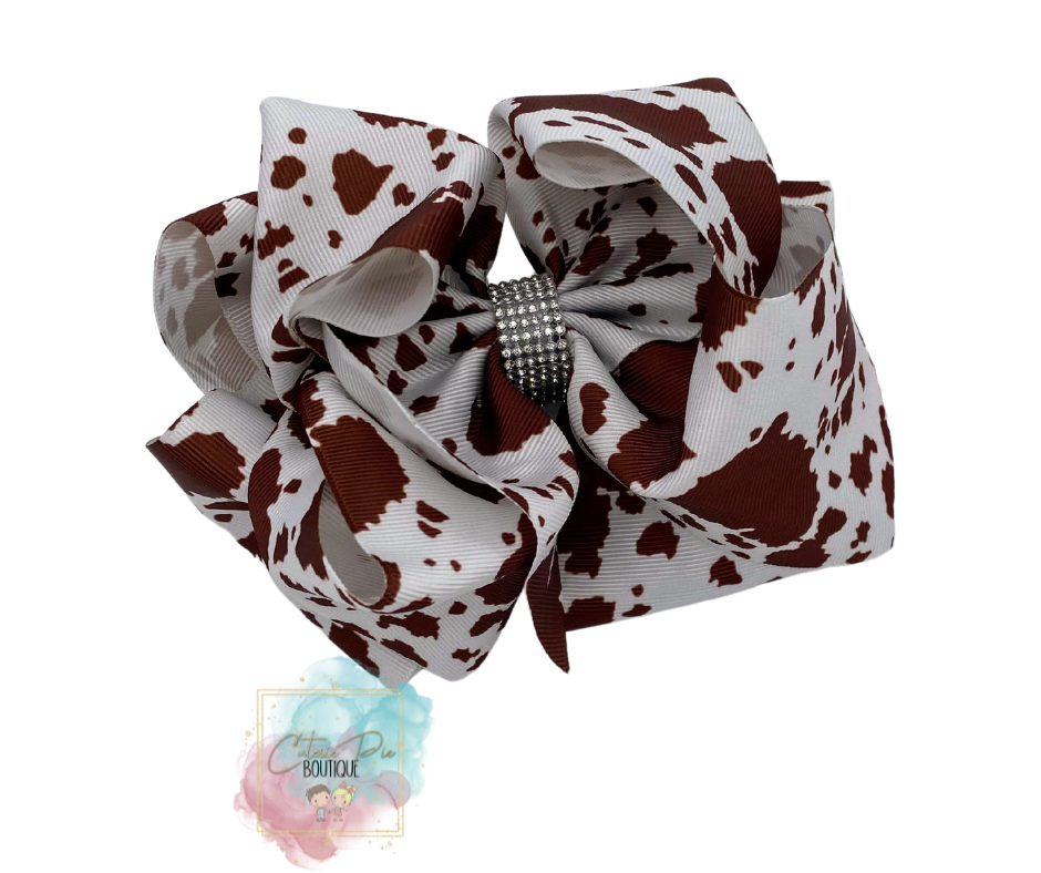 7.5" XL Dbl Layer Hair Bow w/ Rhinestone