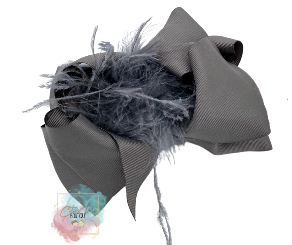 7.5" XL Dbl layer Feather Hair bow