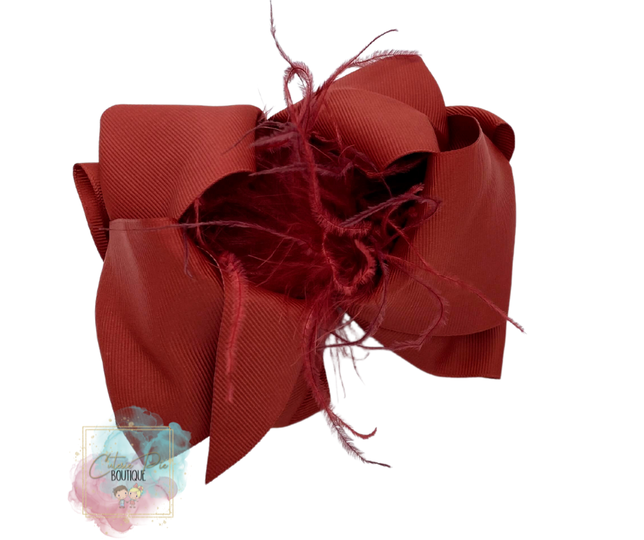 7.5" XL Dbl layer Feather Hair bow