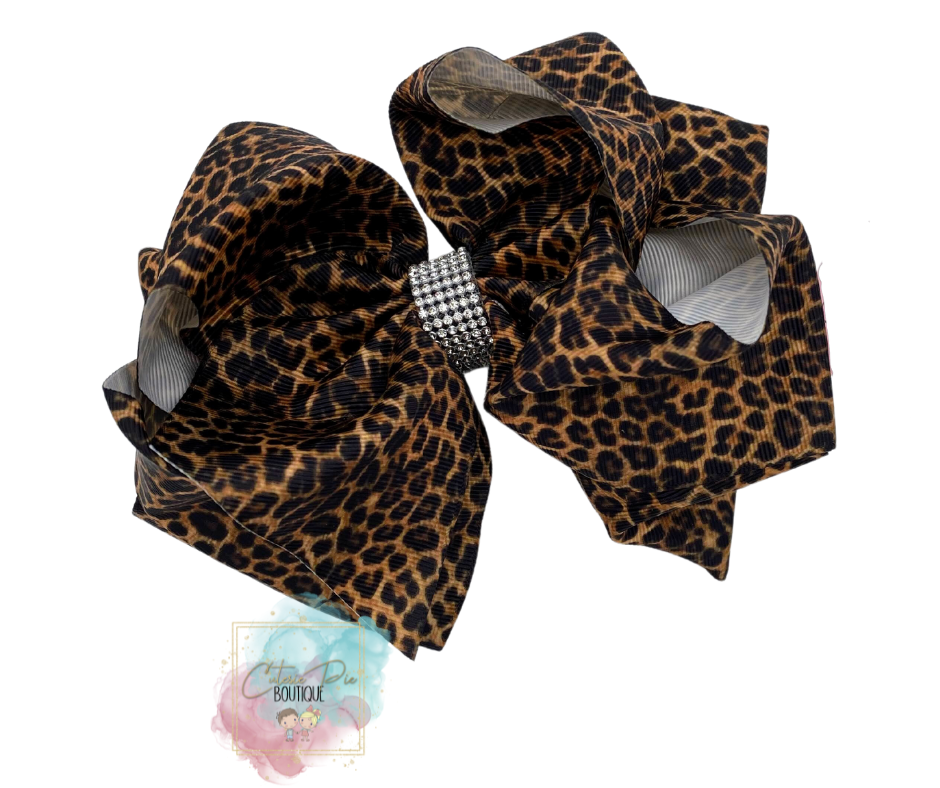 7.5" XL Dbl Layer Hair Bow w/ Rhinestone