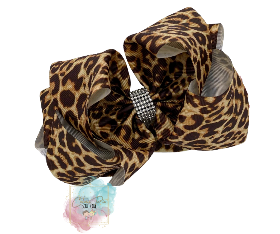 7.5" XL Dbl Layer Hair Bow w/ Rhinestone