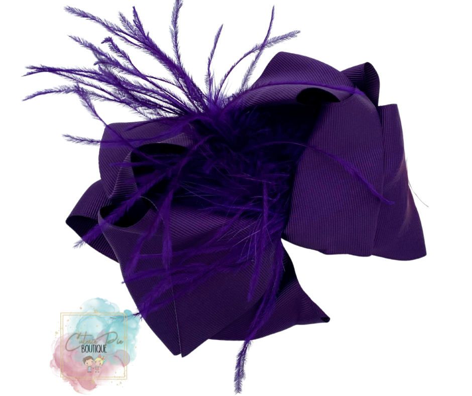 7.5" XL Dbl layer Feather Hair bow