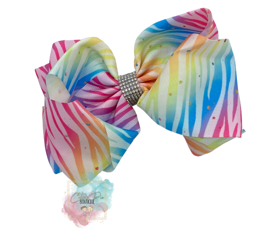7.5" XL Dbl Layer Hair Bow w/ Rhinestone