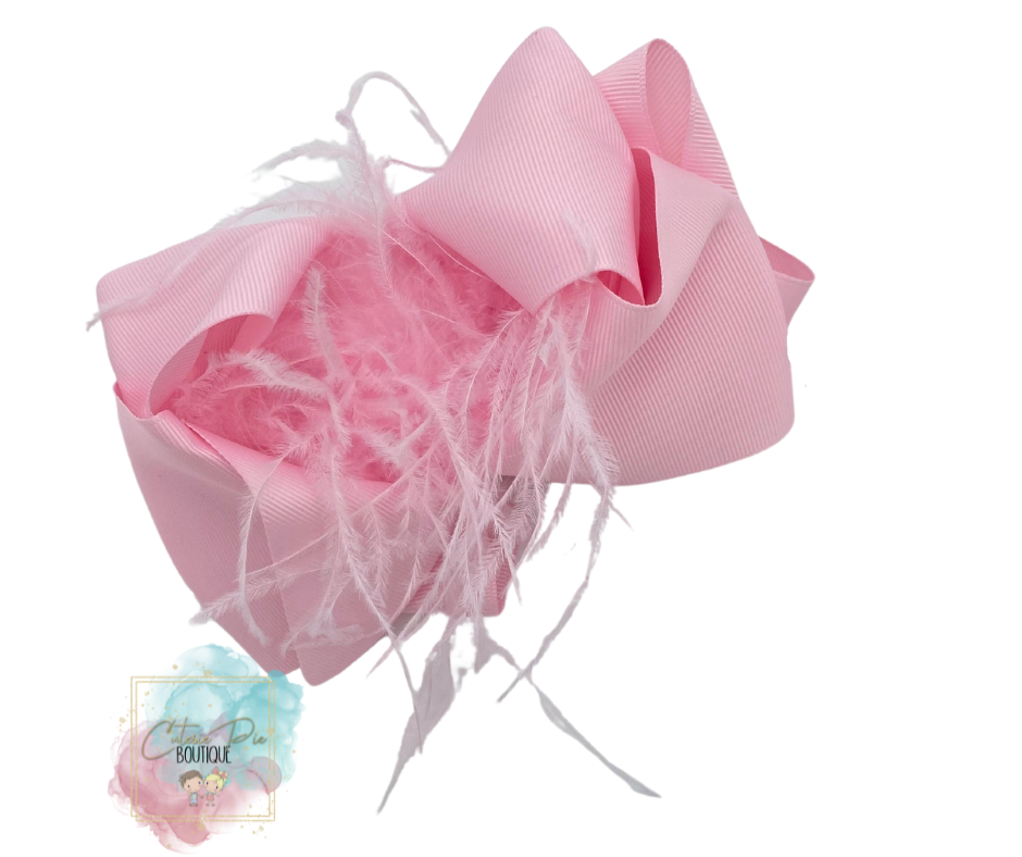 7.5" XL Dbl layer Feather Hair bow