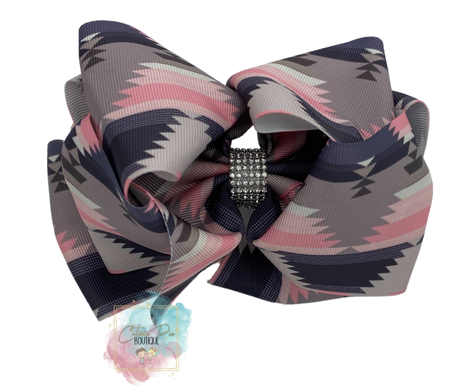 7.5" XL Dbl Layer Hair Bow w/ Rhinestone