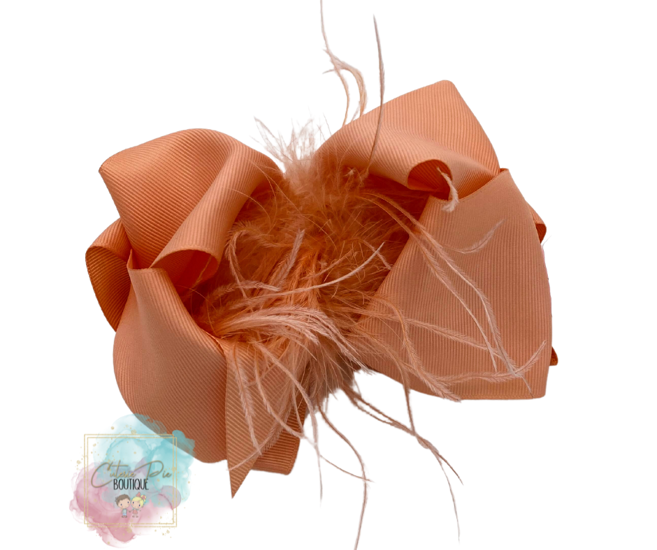 7.5" XL Dbl layer Feather Hair bow