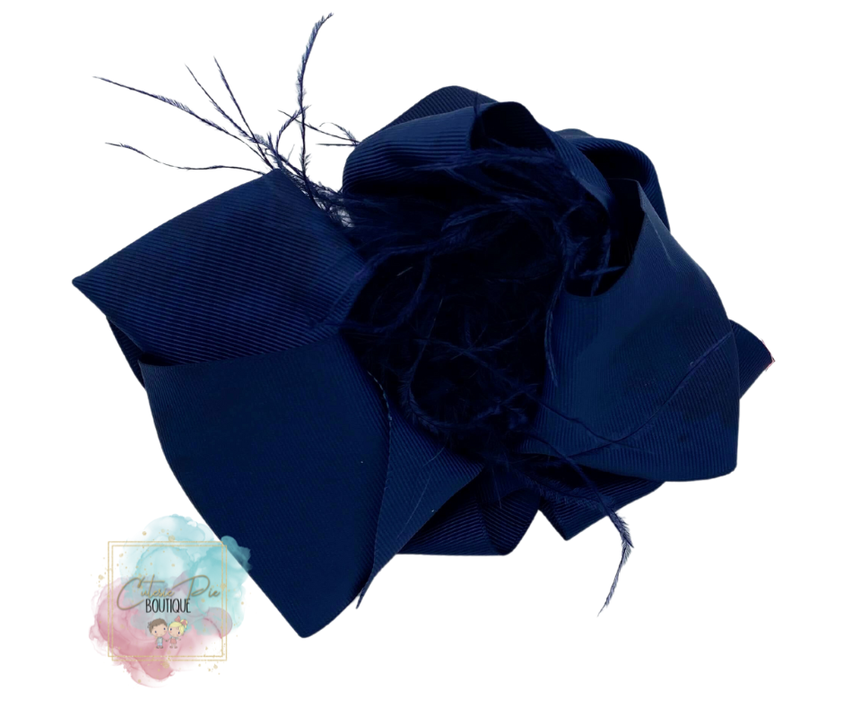 7.5" XL Dbl layer Feather Hair bow