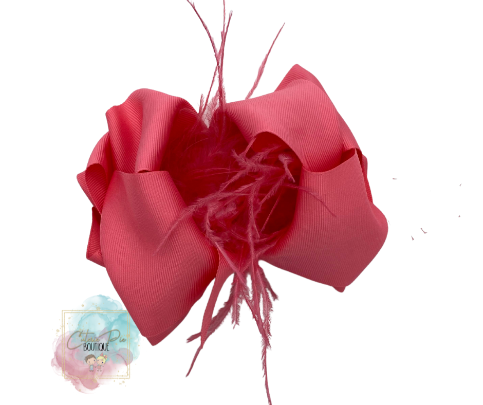 7.5" XL Dbl layer Feather Hair bow