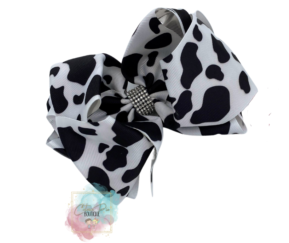 7.5" XL Dbl Layer Hair Bow w/ Rhinestone
