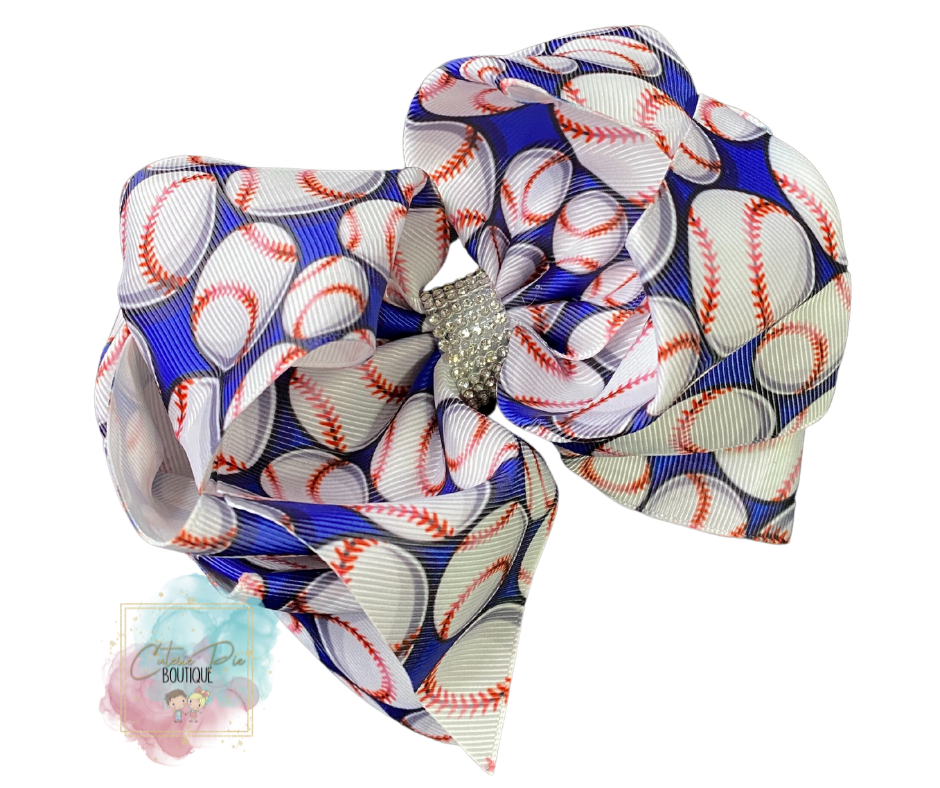 7.5" XL Dbl Layer Hair Bow w/ Rhinestone