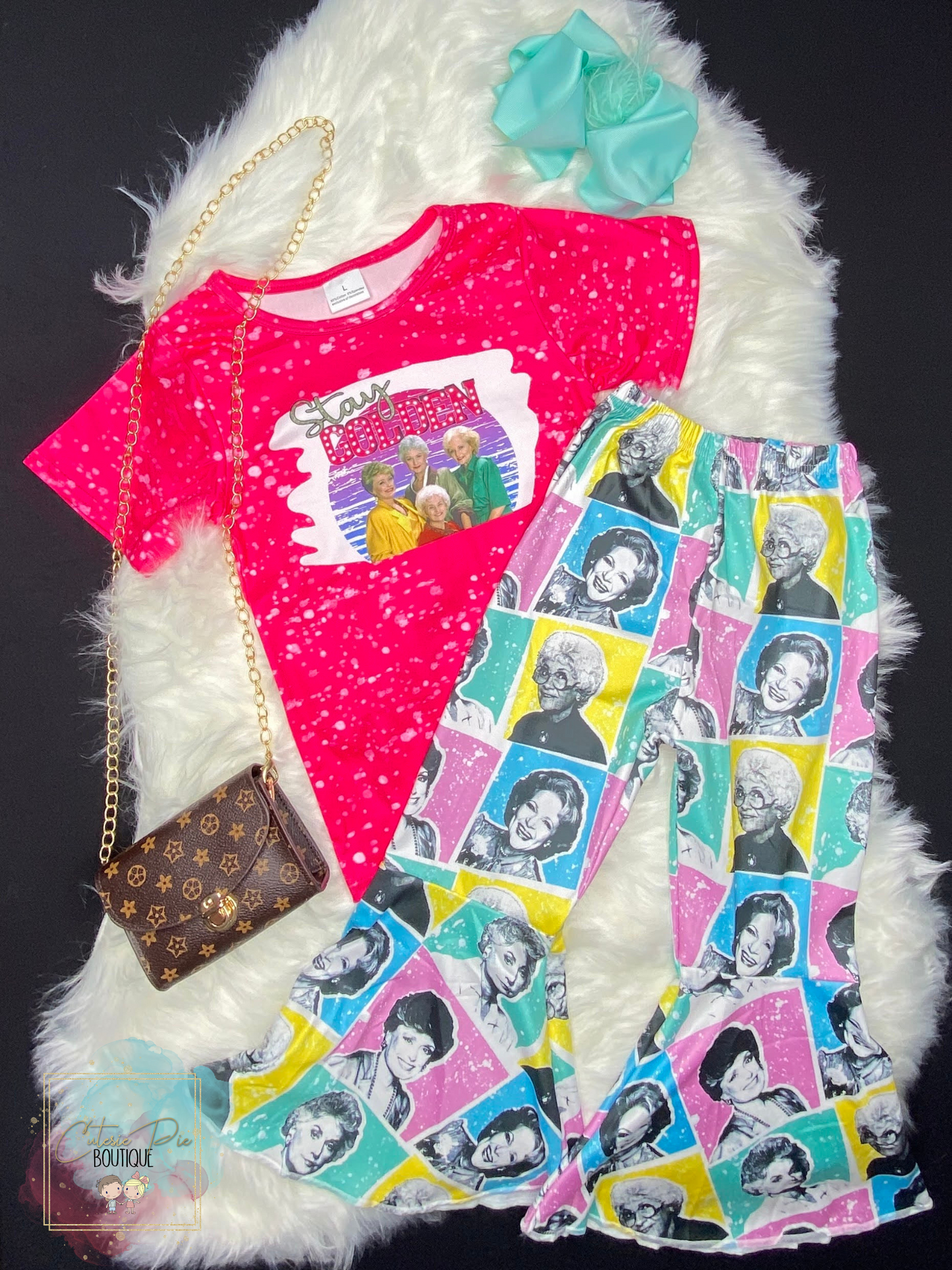 Girls STAY GOLDEN 2PC SET - Tee & Bell Bottoms