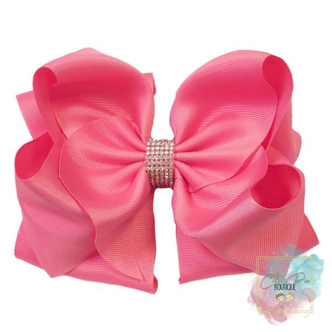 7.5" XL Dbl Layer Hair Bow w/ Rhinestone